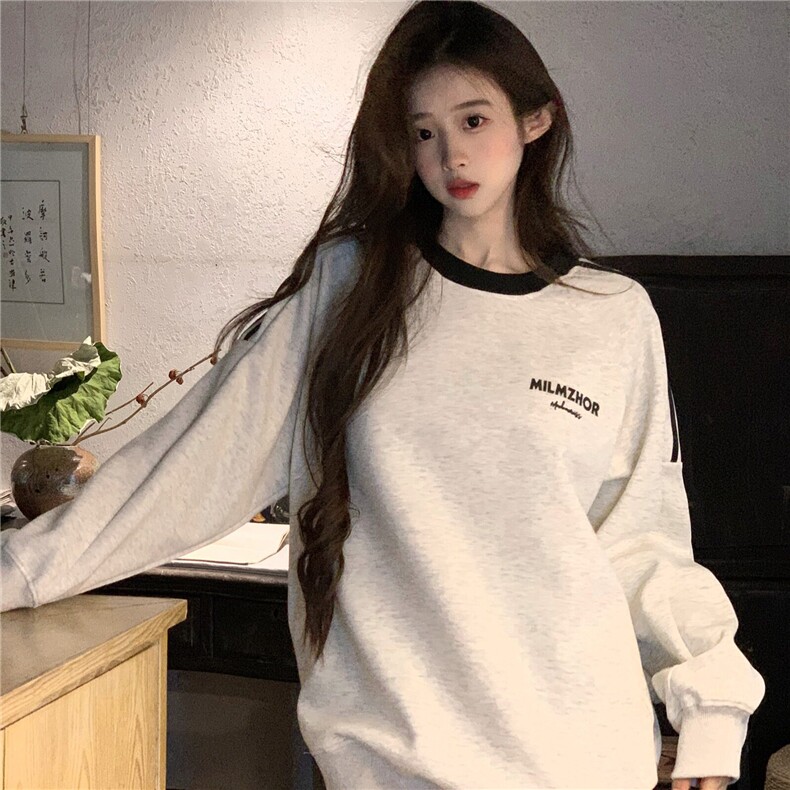 EE091-P65卫衣男女情侣薄款2024潮设计感撞色圆领韩版上衣200斤,男装卫衣,星座911-3