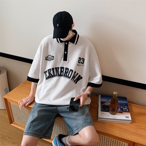 1港风polo衫男潮大码M-5XL情侣风翻领短袖T恤DP7741P45控68图片