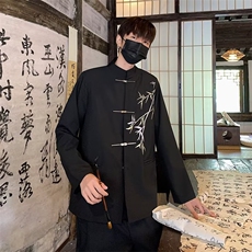 新中式风中山装男立领盘扣西装外套休闲宽松西服套装A68/P62，男装西服，星座506