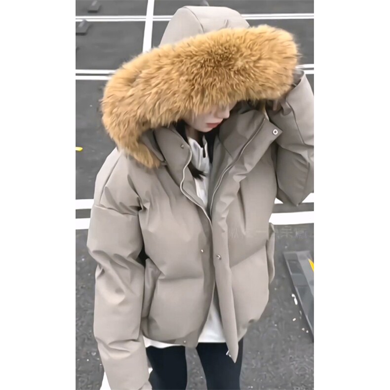 现货三防重磅硬挺boxy短款羽绒棉衣座山雕大毛毛领PU皮棉服外套冬,男装棉衣,电商A443