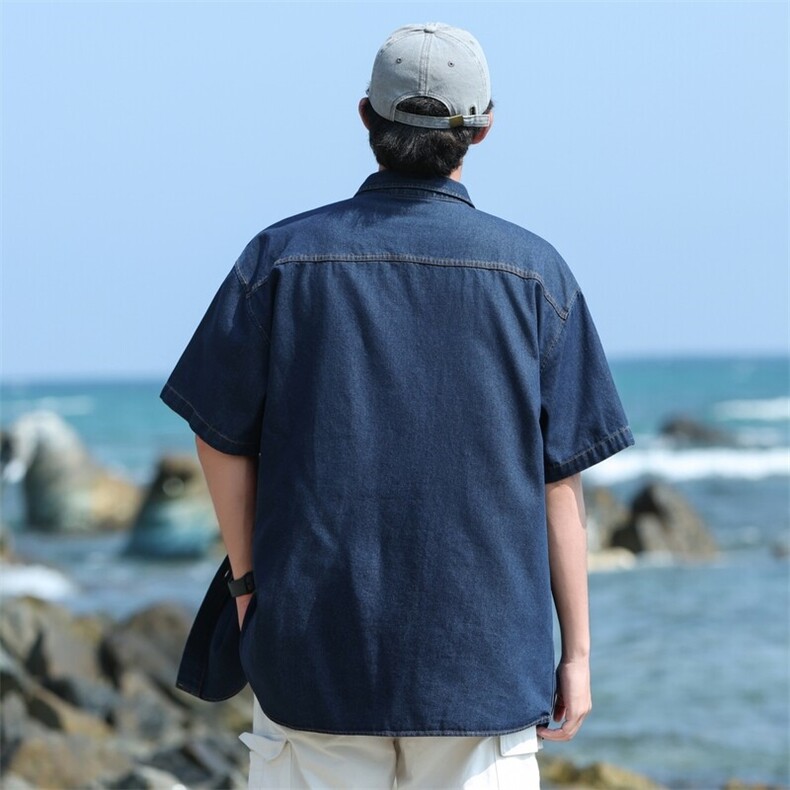 夏季新款牛仔短袖衬衫男宽松潮流薄款外套,男装衬衫,星座1107-1