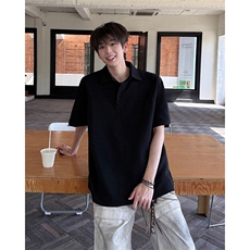 Polo西装翻领小众休闲时尚上衣短袖T恤简约宽松韩版时尚短袖P45，男装T恤，电商B319
