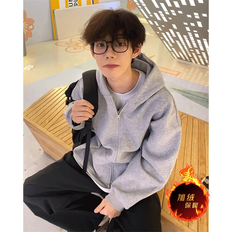 抖音得物高品质全棉二开480克加绒双拉头双拉链卫衣开衫SL001,男装卫衣,电商A486