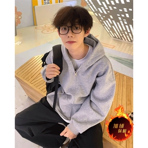 抖音得物高品质全棉二开480克加绒双拉头双拉链卫衣开衫SL001,男装卫衣,电商A486