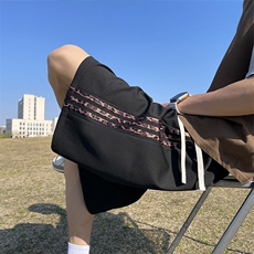 美式三条杠豹纹织带短裤男款夏季潮牌宽松休闲裤cleanfit五分裤子，男装休闲裤，电商A022