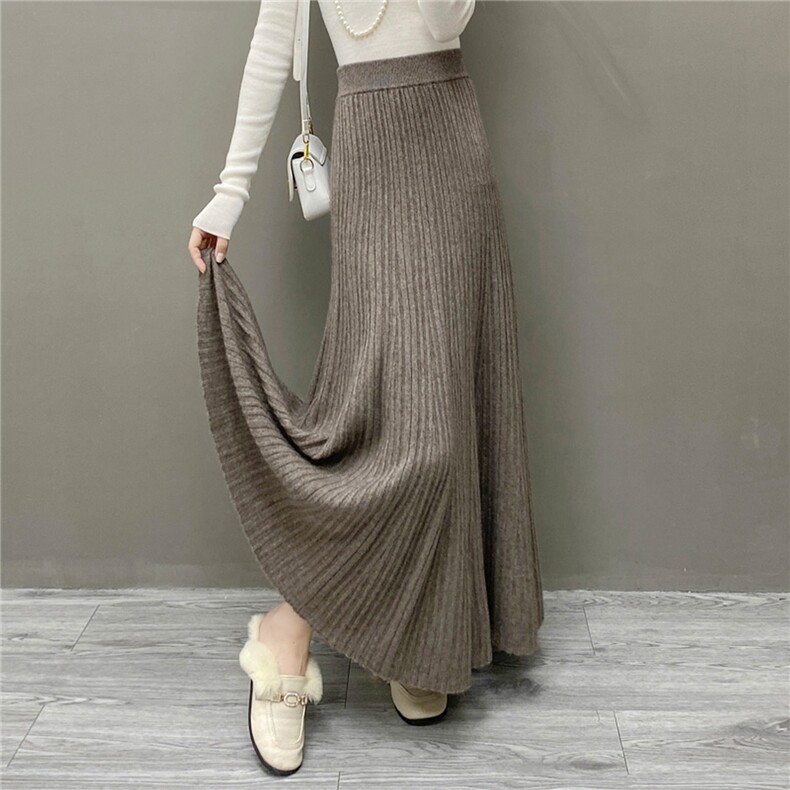 2025年秋季新款纯色半身裙长款时尚百搭，女装半身裙，织绒羊