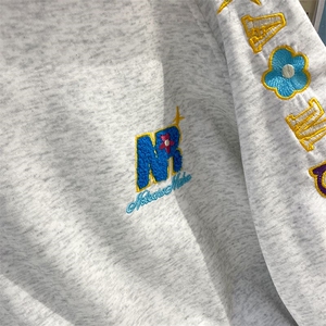 万针刺绣结构设计重磅秋冬全棉高品质美式高街连帽卫衣外套 Y7716图片