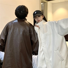 港风钢印夹克大码皮衣鳄鱼纹情侣皮衣男外套男JK8749P90控128，男装夹克，星座226-1
