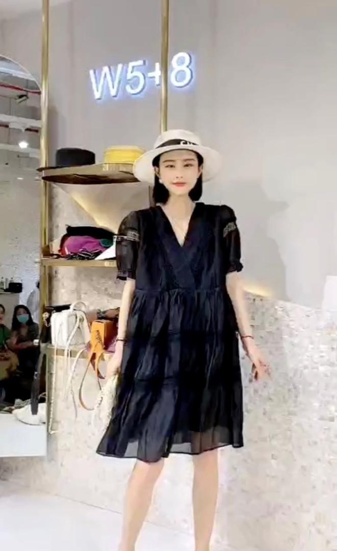 DG898夏季新款2021甜美气质显瘦拼蕾丝系绳收腰娃娃裙,女装,L·H·X