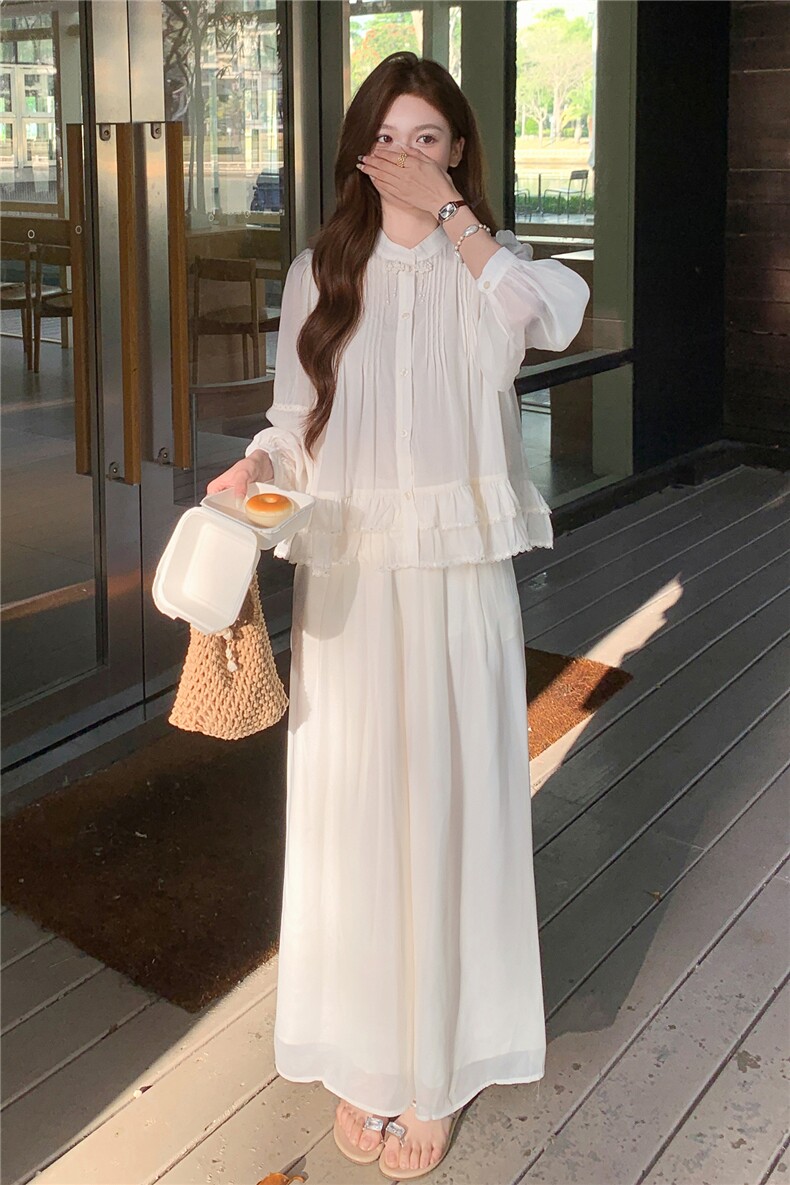 超仙时尚防晒套装女2026春夏新款半透减龄显瘦流行阔腿裙裤两件套,女装套装/套裙,衣秀之家
