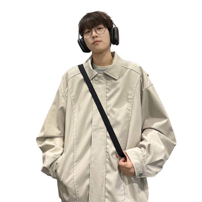 抖音直播！pu皮衣机车服宽松夹克男CP40-特p65控价：118,男装夹克,电商B371