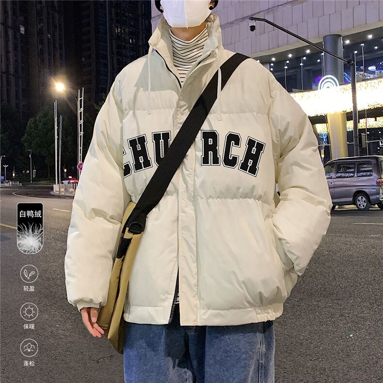 港风夜景字母印花时尚面包服白鸭绒羽绒服A247-YR213P195控258,男装羽绒服,电商A247