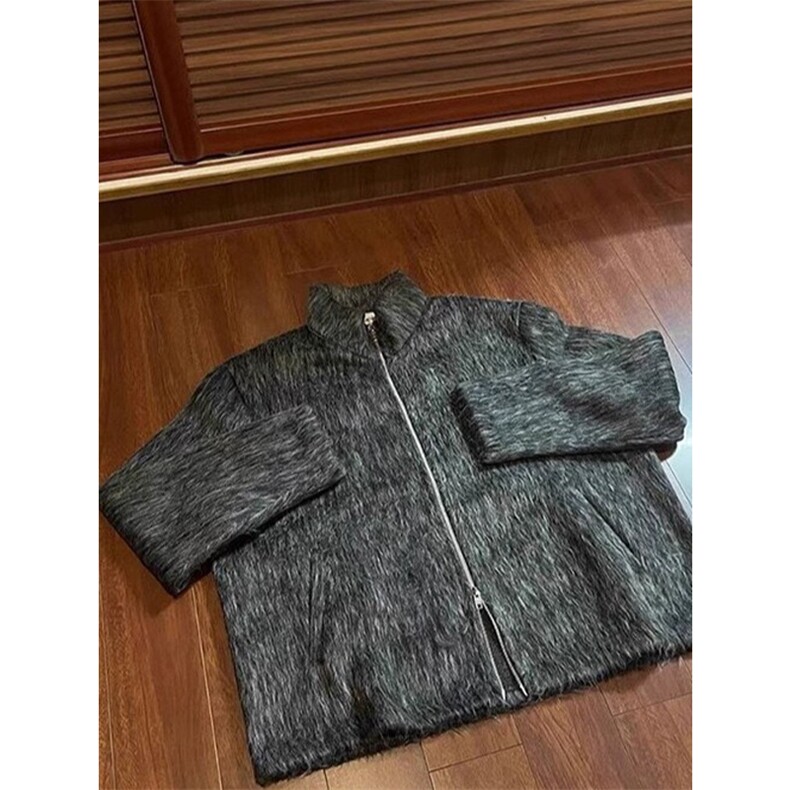 网图有货美式复古灰色毛绒外套男毛呢立领夹克A118-P88,男装夹克,星座1505
