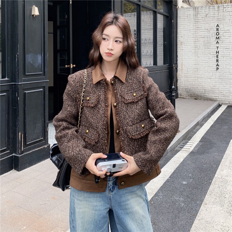 【新品有货】复古小香风拼接假两件外套2C213-916-P195-K288,女装短外套,2C213