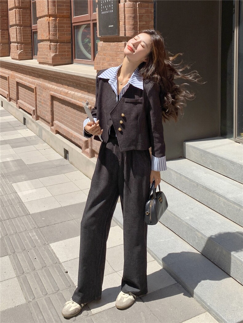 现货！主推2025秋装新款休闲运动条纹两件套,女装套装/套裙,琦鑫阁（原依鑫阁）