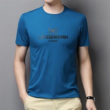 高品质纯棉夏季新款冰丝圆领字母男士短袖T恤休闲冰感上衣半TP45，男装T恤，钱塘6003A(原)4033A