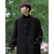 WJ5808-P60现货风少年新中式男轻风立领衬衫盘扣衬衣汉服，男装衬衫，电商C233