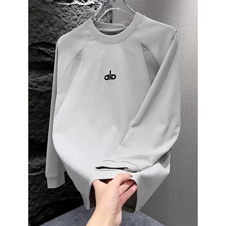 秋季新款简约刺绣拼接圆领卫衣男高档时尚百搭透气休闲上衣打底衫，男装T恤，星座1210-1