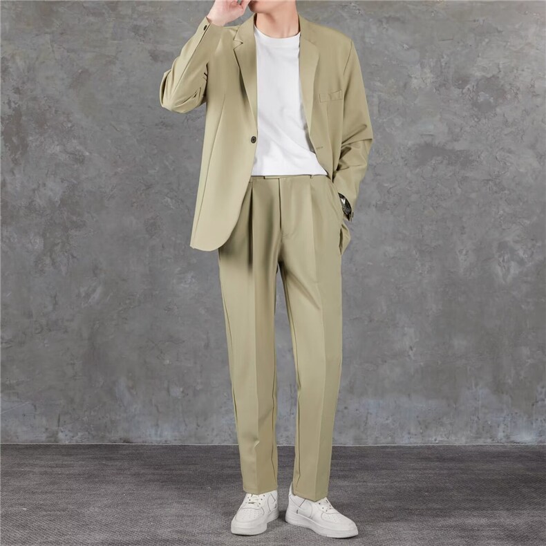 套装休闲西服男士韩版潮流痞子帅气2024春季新款ins西装W5726-P98，男装西服套装，星座412-2