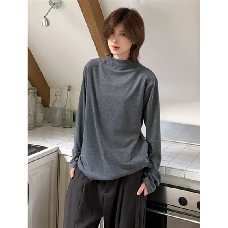 莫代尔长袖t恤男半高领秋季小衫中领打底衫内搭纯色秋衣TWY60，男装T恤，星座1116A（原606A-3）