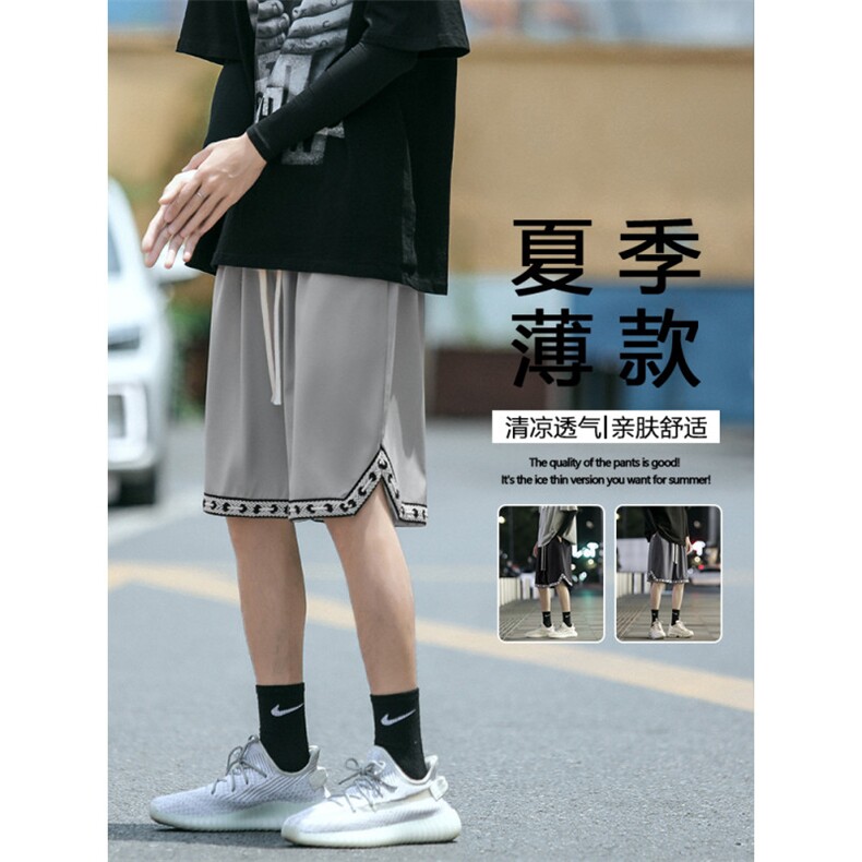 运动清爽冰丝编织挺括百搭外穿美式开叉五分短裤 DK526-特批21图片