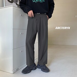 港风休闲长裤男韩版潮流宽松直筒阔腿百搭痞帅垂感西裤X9099-p38，男装西裤，星座1008-2