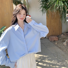 小清新蓝色衬衫半身裙套装女夏2025新款独特漂亮爆款高级感三件套，女装套装/套裙，2C088