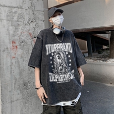 复古水洗做旧夏美式印花半袖高街重磅短袖T恤XZ514-2-1302-P38，男装T恤，星座514-2(原B239)