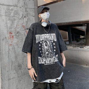 复古水洗做旧 夏美式印花 半袖高街重磅短袖T恤XZ514-2-1302-P38图片