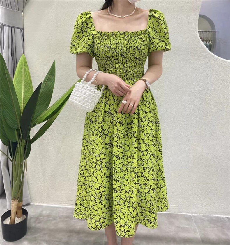 夏季印花连衣裙时尚一字肩，女装连衣裙，Balance Studio(2F)