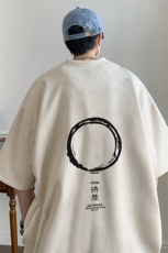 ！24夏季新款宽松大码港风时差短袖麂皮绒T恤TJ17-特p20，男装T恤，星座508（原C305）