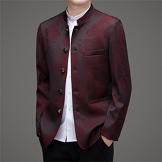 新款高品质中山装西服外套男士中老年风新中式休闲西服唐装，男装西服，钱塘723