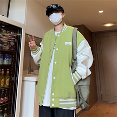 撞色拼皮美式棒球服情侣男女复古时尚潮流212-2-DY84-P95，男装夹克，星座808A-1