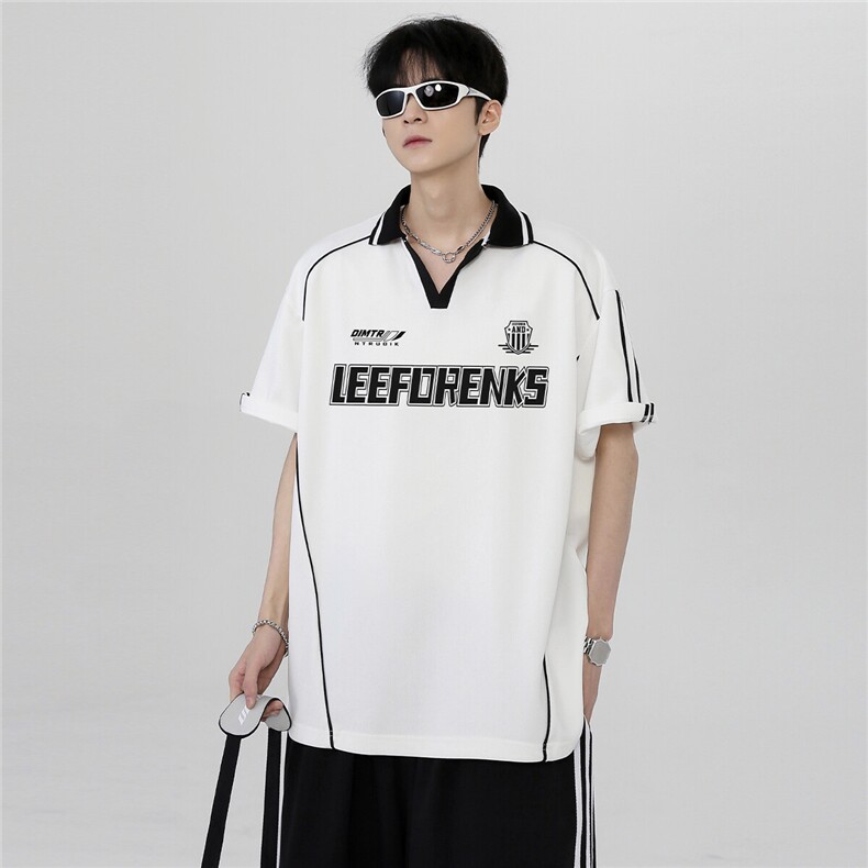 夏季运动高级cleanfit半拉链美式复古潮牌插肩袖短袖T恤T357-P38，男装Polo衫，电商C307