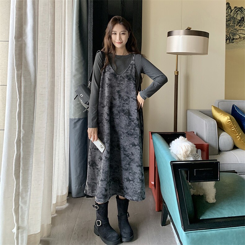 时尚套装森系风通勤长袖慵懒风法式工装风森系裙子显瘦气质针织,女装套装/套裙,2C272