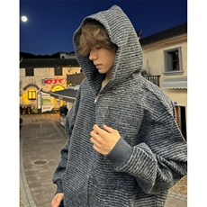 条纹连帽卫衣男款秋季潮牌宽松情侣装青少年纯棉外套W2034，女装短外套，星座1116A（原606A-3）
