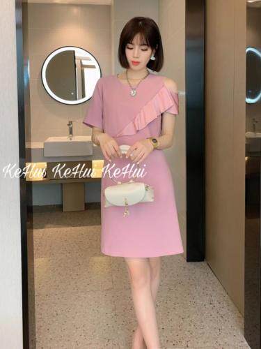 【现货】夏季新款单边露肩链条气质款连衣裙，女装连衣裙，珂 慧