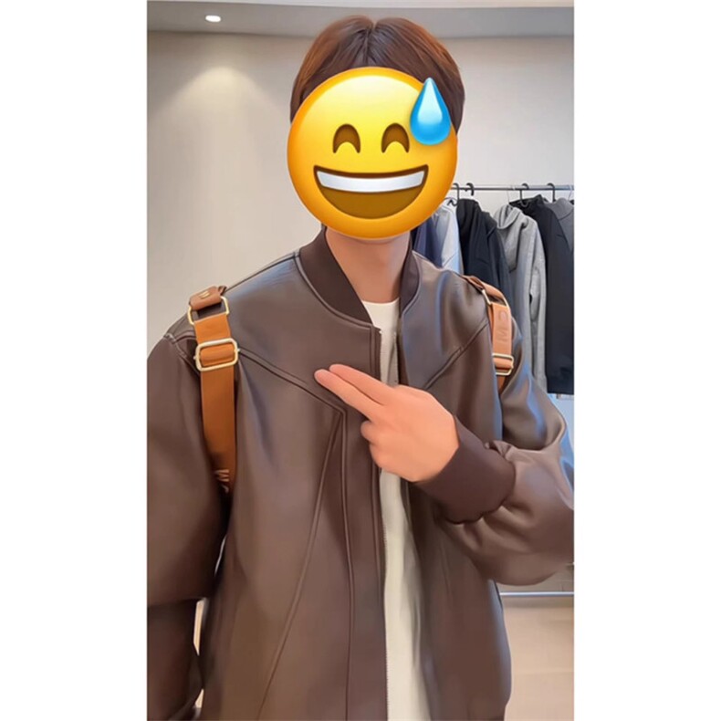 美拉德咖色PU皮衣外套男秋短款潮牌高级感哈灵顿夹克飞行员棒球服,男装夹克,星座506A