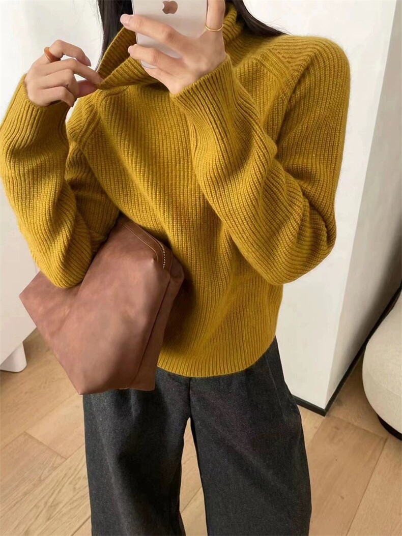 时尚显瘦高级感短款高领羊毛衫百搭气质女装毛衣,女装羊毛衫,圣旺供货