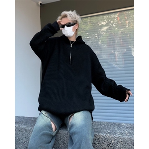 秋季半开衫毛衣男日系复古休闲潮牌美式MY5066-P60图片