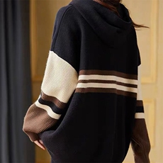 欧货~加厚宽松大码洋气减龄连帽套头衫打底衫内搭毛衣，女装卫衣/绒衫，萱芳婷羊绒