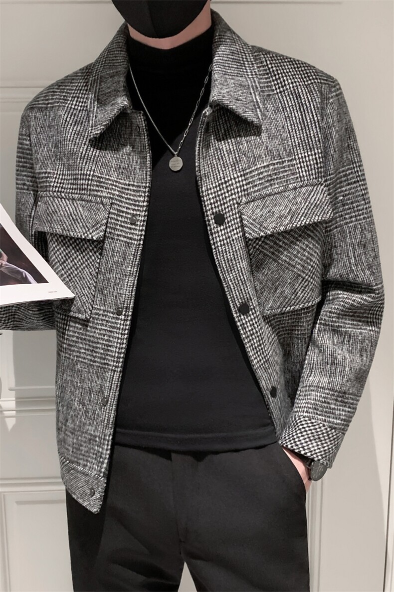 店主风轻熟小伙毛呢夹克休闲宽松修身外套男A236-JK-6015-P100,男装夹克,电商A236