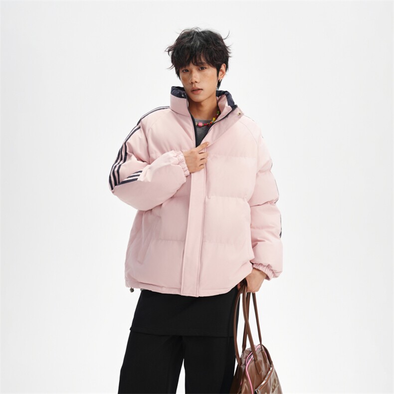！冬季条纹五防立领加绒加厚棉衣情侣撞色棉服外套MY7777-P68,男装棉衣,星座610B-1
