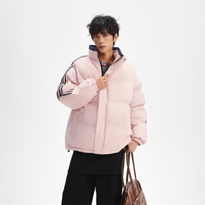 ！冬季条纹五防立领加绒加厚棉衣情侣撞色棉服外套MY7777-P68图片