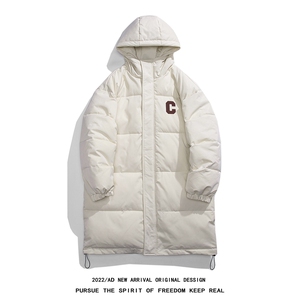 白鸭绒白底22冬季新款C字母长款连帽羽绒服YR1503P245控298图片