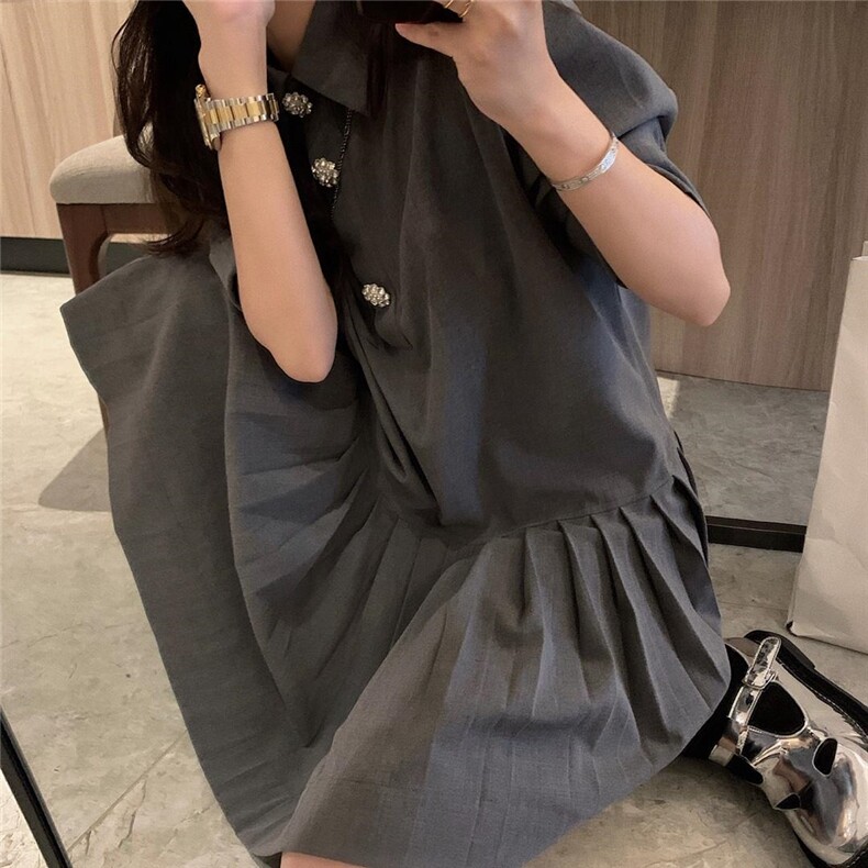 60541灰灰子百褶连衣裙，女装连衣裙，XTZ style