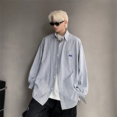 条纹长袖衬衫男潮牌宽松外搭衬衣CS151-P38，男装衬衫，星座1001-1
