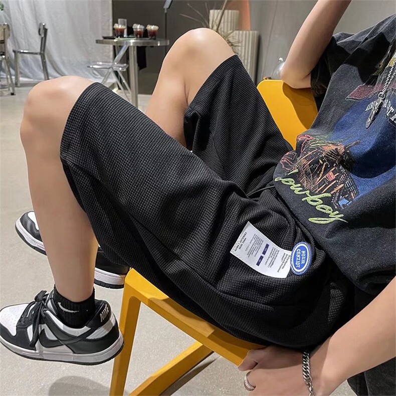 夏季华夫格短裤宽松学生韩版贴标冰丝华夫格五分短裤HK81P23,男装休闲裤,星座1116-2
