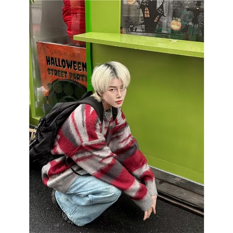 美式圆领毛衣男慵懒风休闲针织衫X033P52,男装针织衫/毛衣,星座1116-2