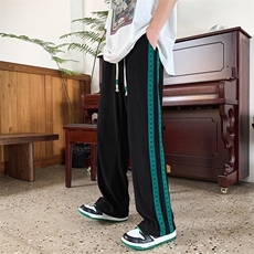 25春夏潮流百搭中性男女情侣侧条冰丝垂坠感拖地休闲裤k3911-P45，男装休闲裤，电商A009A（原A058A）